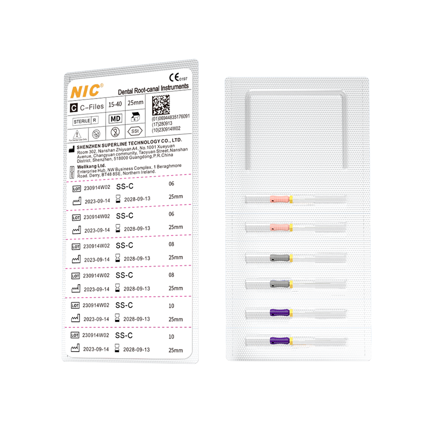 NIC® SS C Files sterile stainless steel hand file assortment