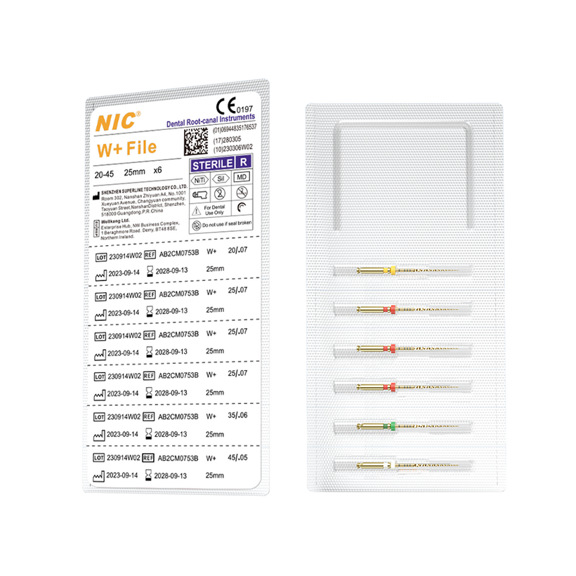 NIC® W+ sterile reciprocating files, 6-pack